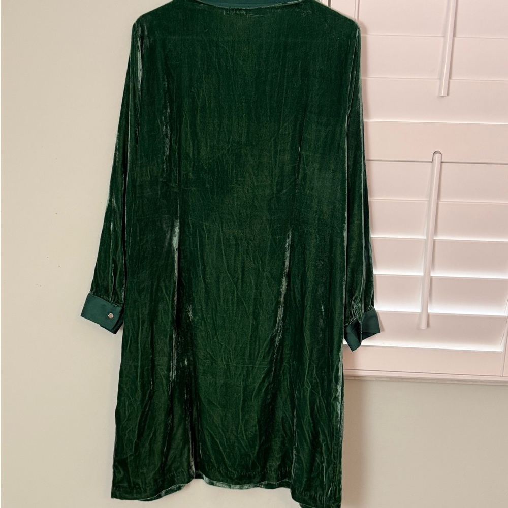 Talbots Emerald Green Velvet Shirt Dress Size XL NWT - Picture 7 of 7